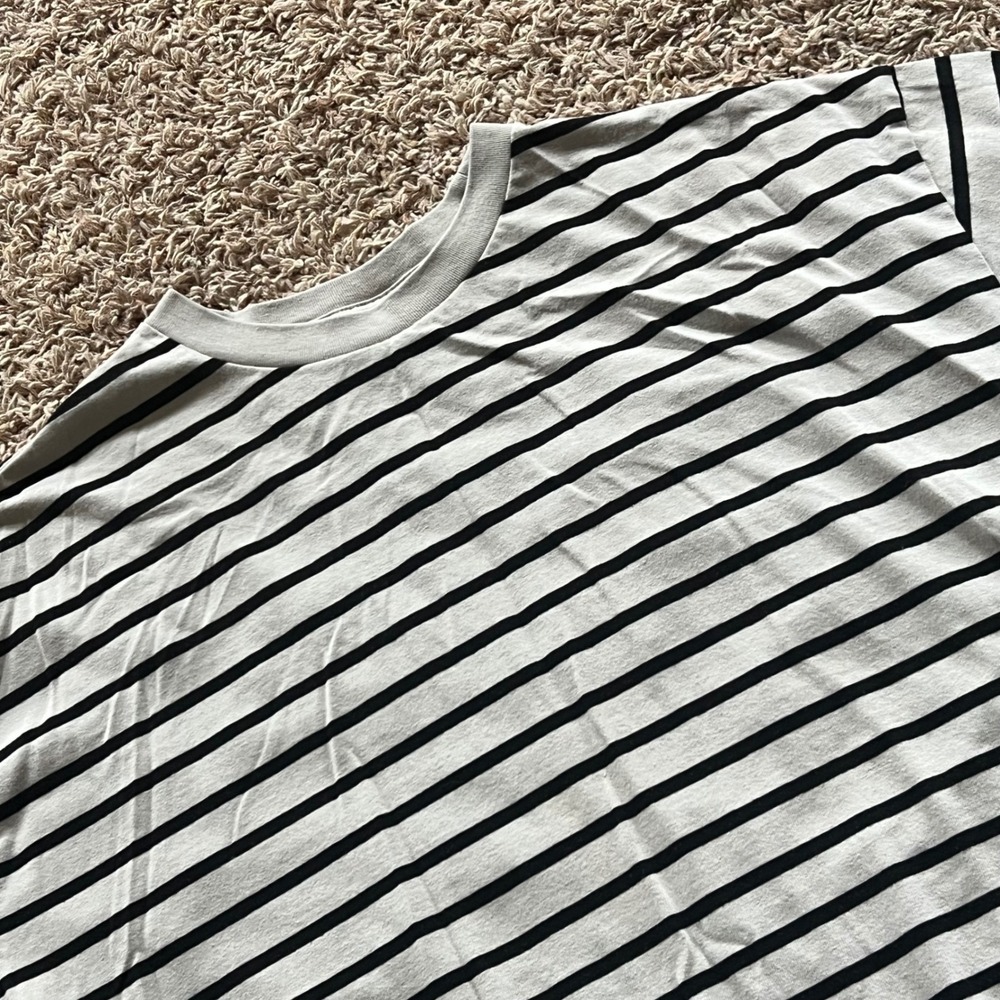 PacSun Los Angeles Mens Boxy Fit Striped T-Shirt Black White Medium